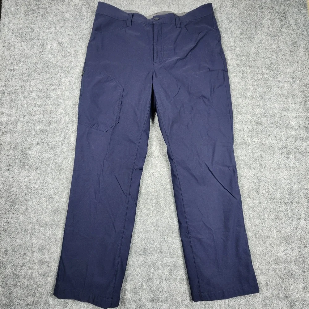 Eddie Bauer Mens 36x30 Fleece Lined Tech Pants Navy Blue Cargo Hiking 283947
